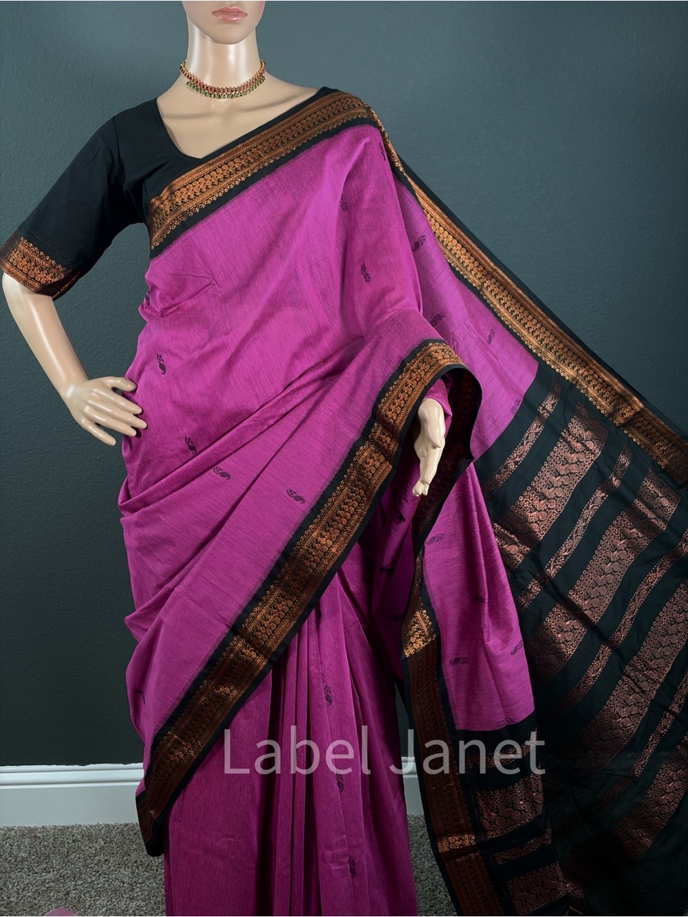 Kalyani cotton saree with stitched blouse (Brand new)